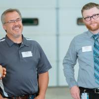 Guests chatting at the Engineering Design Project Preview